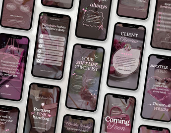 100 Girly Pink Instagram Reels Templates Bundle Phones Mockup