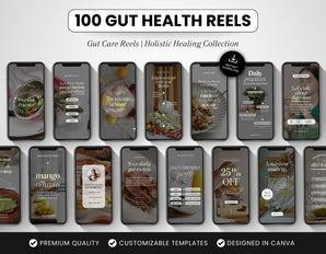 100 Gut Health Instagram Reels Templates Bundle Cover
