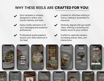 100 Gut Health Instagram Reels Templates Bundle Mockup