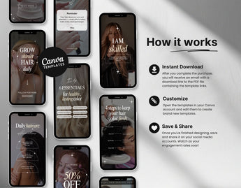 100 Hairstylist Instagram Reels Templates Bundle How it works Mockup