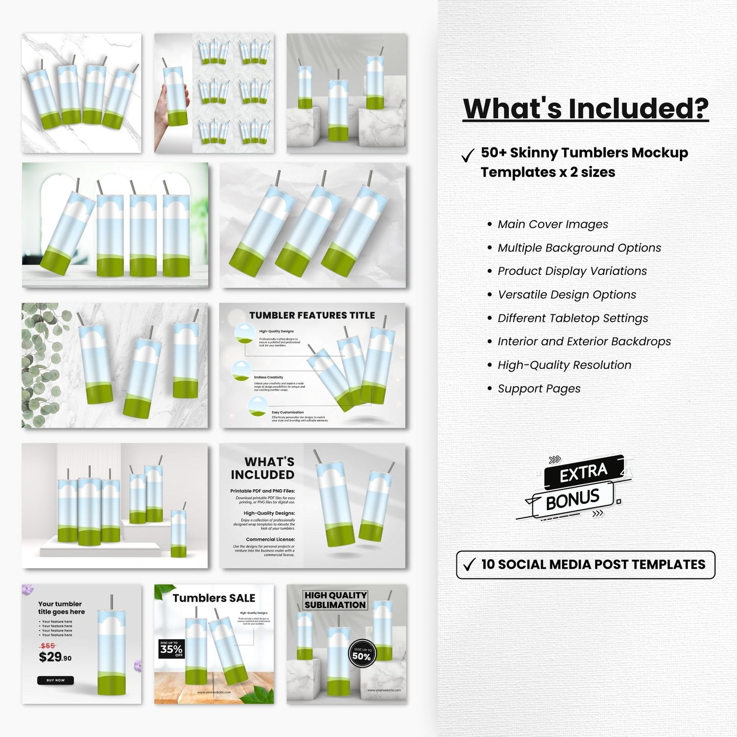 Skinny Tumbler Canva Mockup Templates Bundle DigiPax