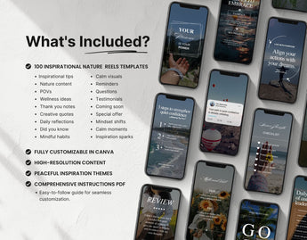 100 Inspirational Reels Templates Bundle What is included Mockup