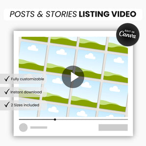 Etsy Instagram Posts & Stories Listing Video Template Black DigiPax