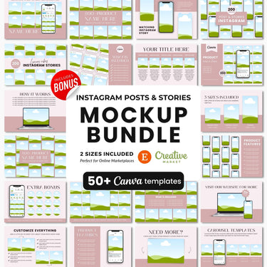 Instagram Templates Mockups Bundle White Devices DigiPax
