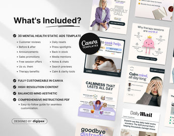Mental Health Static Meta Ad Templates What is Included Mockup