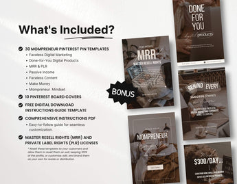 PLR MRR Faceless Mompreneur Pinterest Pin Templates Bundle DigiPax
