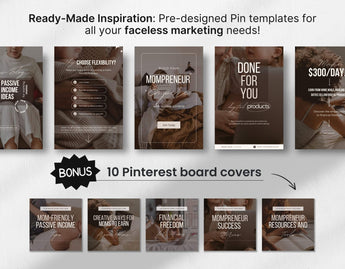 PLR MRR Faceless Mompreneur Pinterest Pin Templates Bundle DigiPax