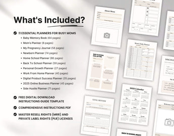 Mompreneur Planner Templates Templates Bundle with PLR & MRR DigiPax