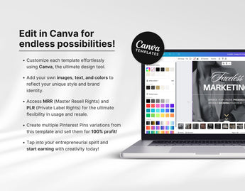 PLR MRR Faceless Pinterest Pin Templates Bundle Edit in Canva Mockup DigiPax