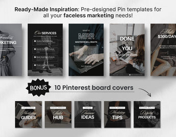 PLR MRR Faceless Mompreneur Pinterest Pin Templates Bundle DigiPax