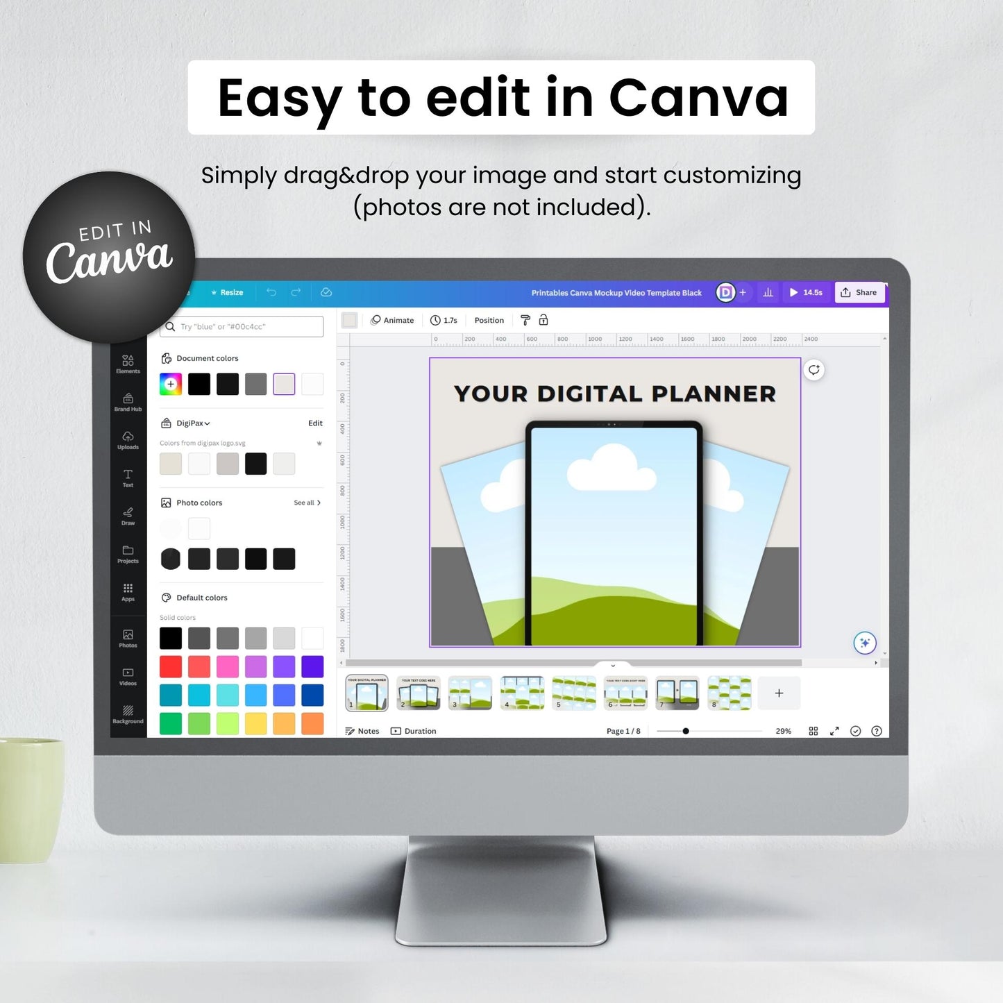 Etsy Printables Listing Video Template Black DigiPax
