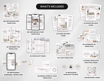 Ultimate Real Estate Marketing Templates Bundle Aesthetic What is Included Mockup DigiPax