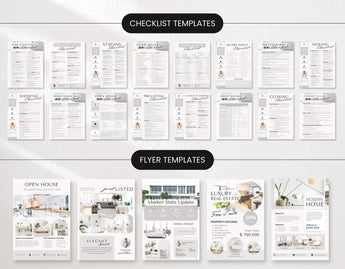 Real Estate Checklist Templates and Flyer Templates Bundle Aesthetic DigiPax