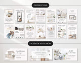 Real Estate Pinterest Pin Templates and Facebook Ads Bundle Aesthetic Mockup DigiPax