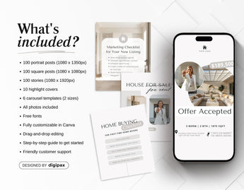 Real Estate Instagram Templates Bundle Aesthetic What is included Mockup