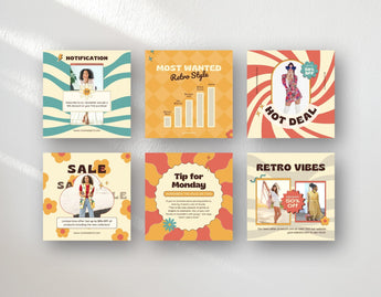 Retro Vibes Instagram Post Templates 6 posts mockup