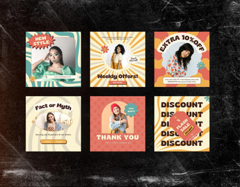 Retro Vibes Instagram Post Templates 6 posts mockup