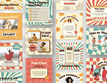 Retro Vibes Instagram Post Templates various posts mockup