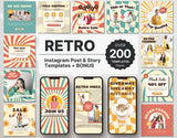 Retro Vibes Instagram Templates Bundle Kit Cover mockup