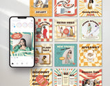 Retro Vibes Instagram Templates Bundle Kit posts mockup