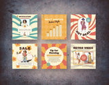 Retro Vibes Instagram Templates Bundle Kit 6 posts mockup