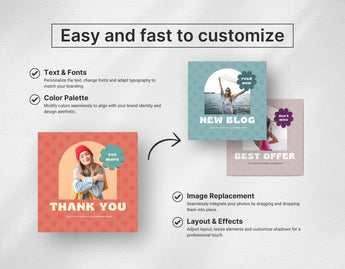 Retro Vibes Instagram Templates Bundle Kit easy to edit mockup