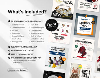 Seasonal Static Meta Ad Templates What is included Mockup