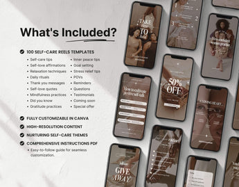 100 Self-Care Instagram Reels Templates Bundle DigiPax