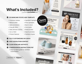 Skincare Static Meta Ad Templates What is included Mockup