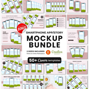 Smartphone Canva Mockups Bundle White Devices DigiPax