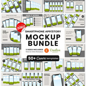 Smartphone Canva Mockups Bundle Black Devices DigiPax