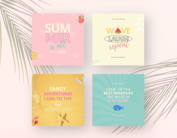 Summer Quotes Instagram Post Templates 4 Posts Mockup