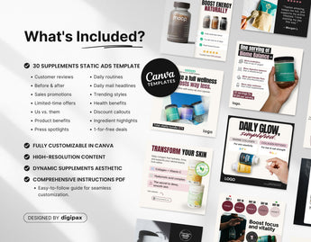 Supplements Static Meta Ad Templates What is included Mockup