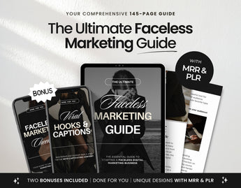 The Ultimate Faceless Marketing Guide with PLR & MRR Cover Mockup DigiPax