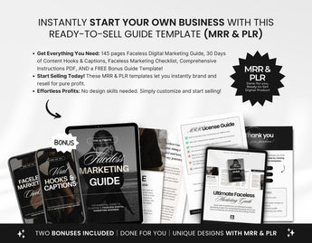 The Ultimate Faceless Marketing Guide with PLR & MRR Ready to Sell Mockup DigiPax