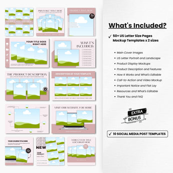 US Letter Size Pages Canva Mockup Templates Bundle DigiPax