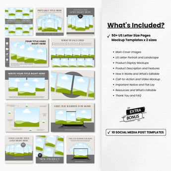 US Letter Size Pages Canva Mockup Templates Bundle DigiPax