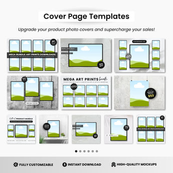 Wall Art Canva Mockup Templates Black Frames DigiPax