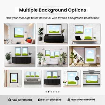 Wall Art Canva Mockup Templates Black Frames DigiPax