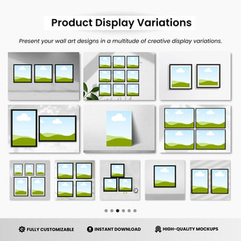 Wall Art Canva Mockup Templates Black Frames DigiPax