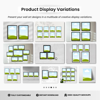 Wall Art Canva Mockup Templates Black Frames DigiPax