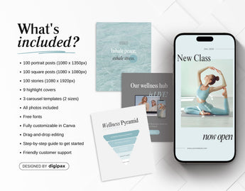 Wellness Instagram Templates Bundle Kit What is included