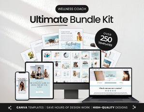 Ultimate Wellness Coach Social Media Templates Bundle Kit Cover Mockup DigiPax