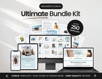 Ultimate Wellness Coach Social Media Templates Bundle Kit Cover Mockup DigiPax