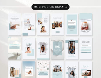 Wellness Coach Social Media Story Templates Bundle Kit Mockup DigiPax