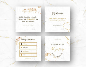 Instagram Quotes Post Templates White & Gold 4 posts mockup