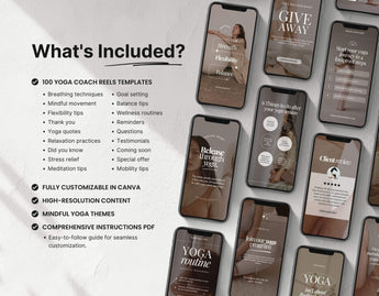 100 Yoga Coach Instagram Reels Templates Bundle DigiPax