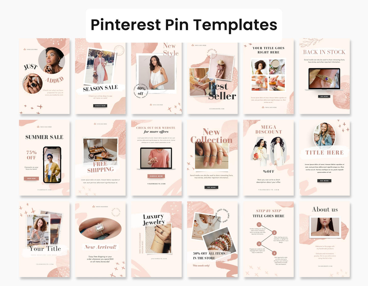 E-Commerce Social Media Templates Bundle Watercolor DigiPax