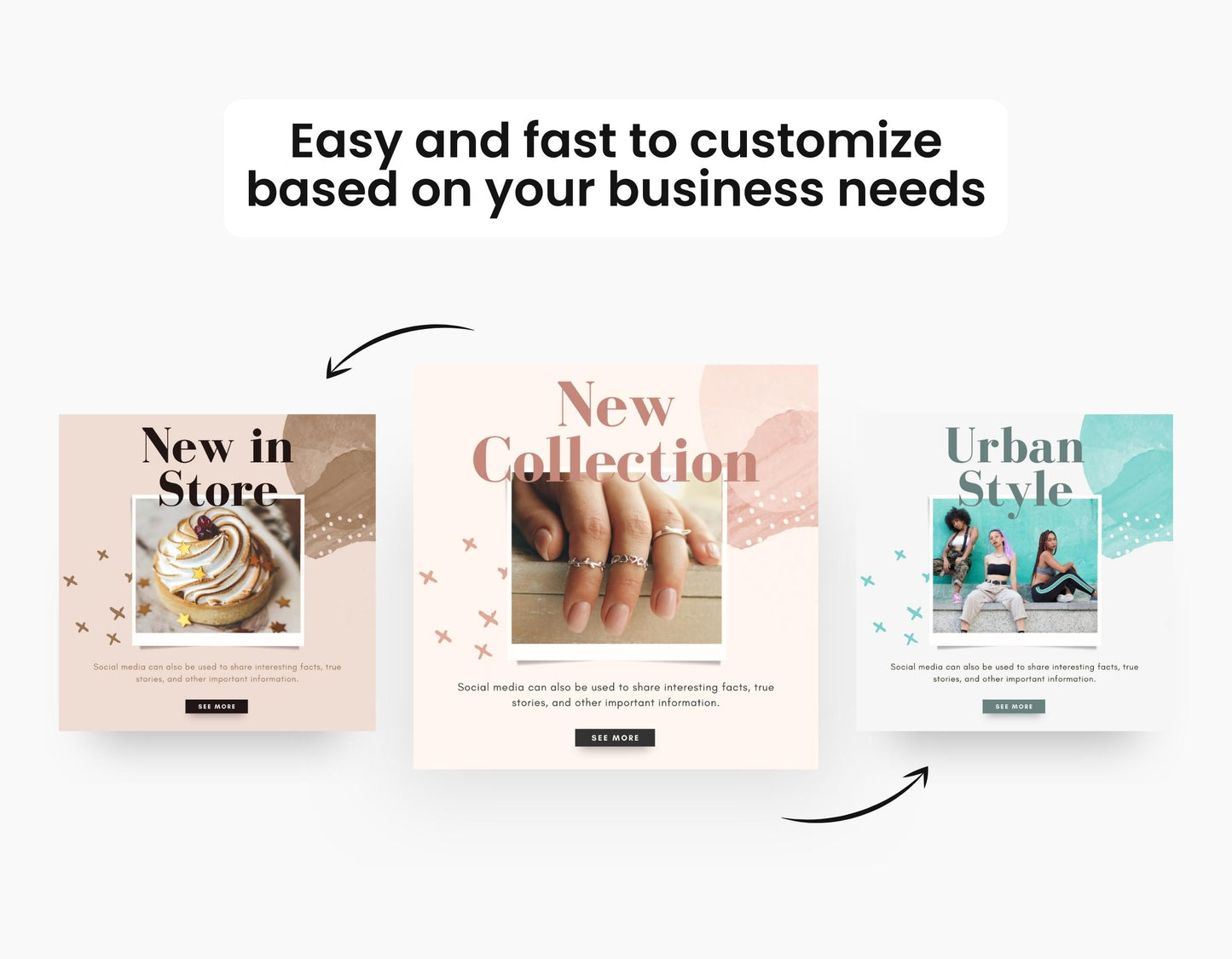E-Commerce Social Media Templates Bundle Watercolor DigiPax