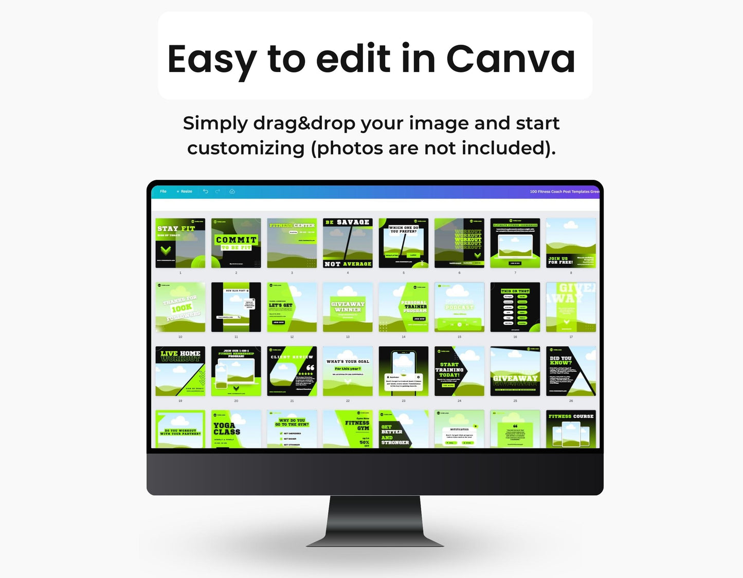 Fitness Coach Social Media Templates Bundle Kit DigiPax
